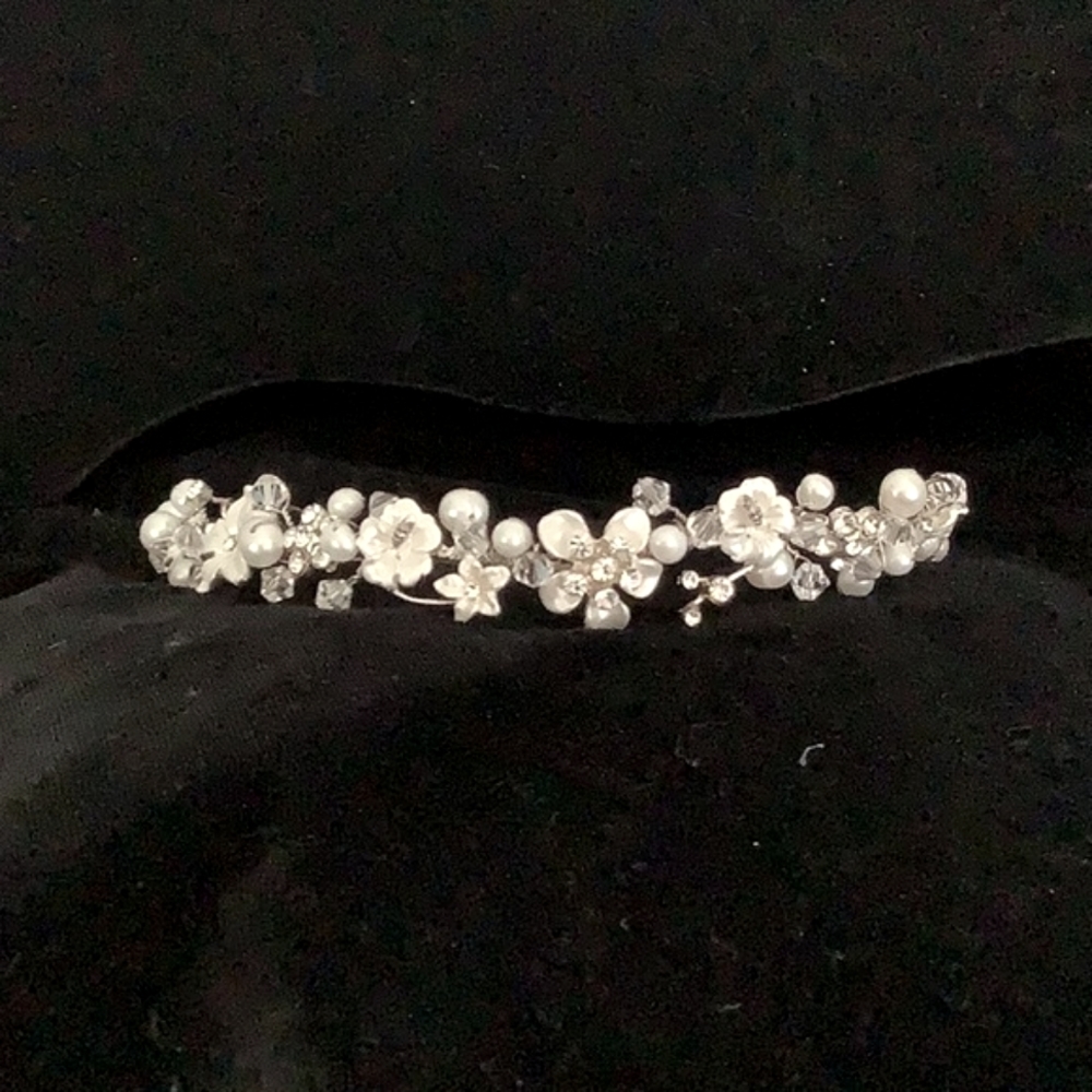 Bridal Tiara Freshwater Pearls Crystals Enamel
